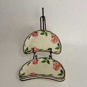 Vintage FRANCISCAN Desert Rose Set of 4 Crescent Salad Dessert Plates USA Made
